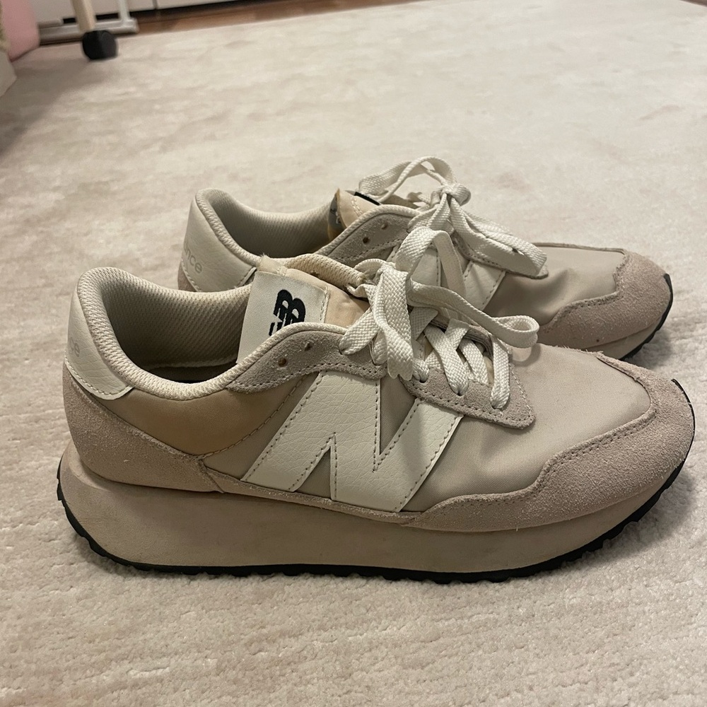 New Balance Beige and Off-White Sneakers
